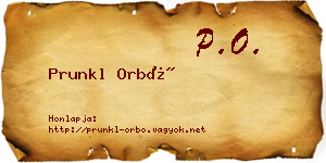 Prunkl Orbó névjegykártya